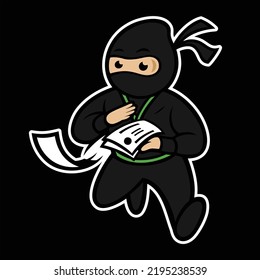 Black Ninja Send Message vector illustration