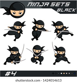 black ninja set 4 with six different pose