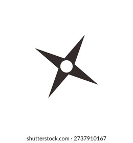Black Ninja Shuriken Throwing Star Isolated on White Background – Japanese Martial Arts Weapon Icon