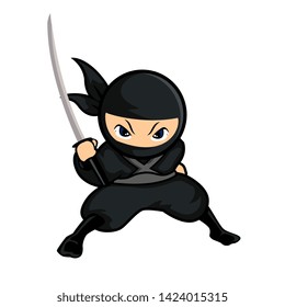 Black Ninja Stand One Hand Holding Stock Vector (Royalty Free ...