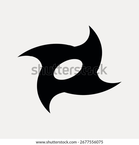 Black ninja star icon on a white background. Simple, sharp design of a ninja star. Perfect for martial arts themes, ninja star graphics, or icon sets. Star shape illustration vector.