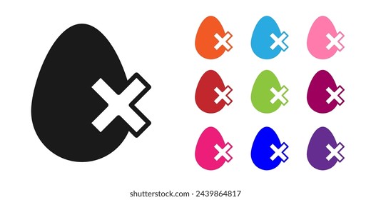 Black No egg icon isolated on white background. Set icons colorful. Vector