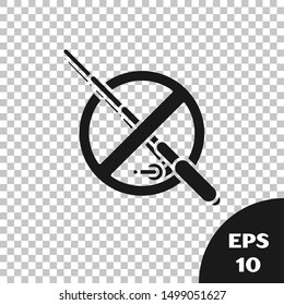 Black No fishing icon isolated on transparent background. Prohibition sign.  Vector Illustration