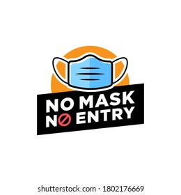 Black No mask no entry. Information poster, sticker, social media creative. Premium Vector
