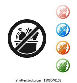Black No trash icon isolated on white background. Set icons colorful. Vector Illustration