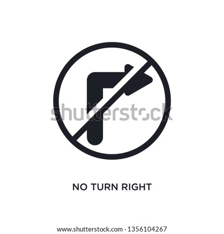 black no turn right isolated vector icon. simple element illustration from traffic signs concept vector icons. no turn right editable logo symbol design on white background. can be use for web  