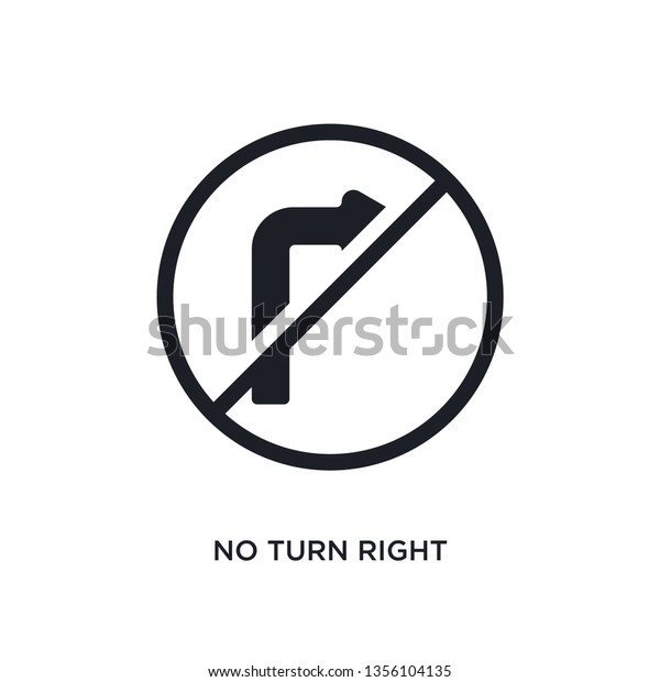 black no turn right isolated vector icon. simple element\
illustration from traffic signs concept vector icons. no turn right\
editable logo symbol design on white background. can be use for web\
