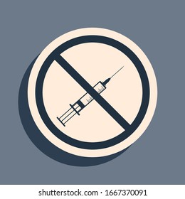 Black No vaccine icon isolated on grey background. No syringe sign. 