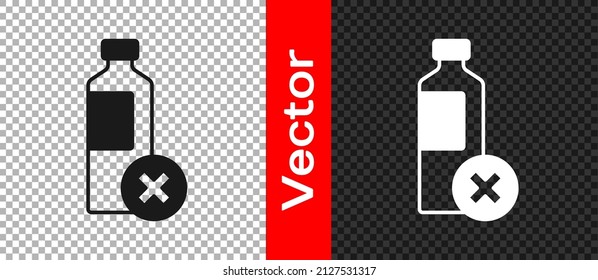 Black No water bottle icon isolated on transparent background. No plastic bottle. Water bottle ban sign.  Vector