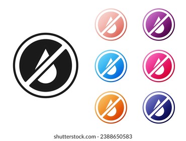 Black No water icon isolated on white background. Ramadan festival related. Set icons colorful. Vector