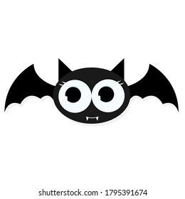 Black nocturnal bird with big eyes. Bat vector