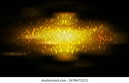 Black noise seamless gradient pattern with golden light leak bg. Festive vector illustration with watercolor effect and paper texture. Blurred abstract background