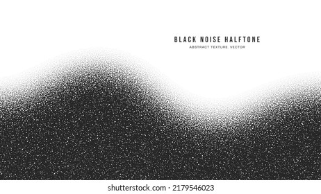 Black Noise Stipple Dots Halftone Pattern Vector Smooth Wavy Border Isolate On White Background. Hand Drawn Dotwork Abstract Grainy Texture. Handdrawn Pointillism Art Bent Form Conceptual Abstraction