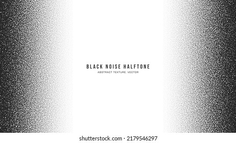 Black Noise Stipple Dots Halftone Gradient Vector Border Isolate On White Background. Hand Drawn Dotwork Abstract Grungy Grainy Texture. Pointillism Art Abstraction Dotted Graphic Grunge Illustration