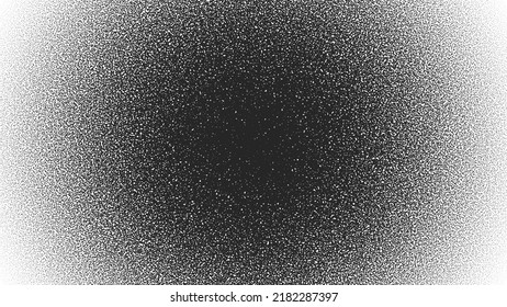 Black Noise Stipple Dots Halftone Gradient Vector Distressed Textured Background. Hand Drawn Dotwork Abstract Grungy Grainy Texture. Pointillism Art Abstraction Dotted Graphic Grunge Illustration