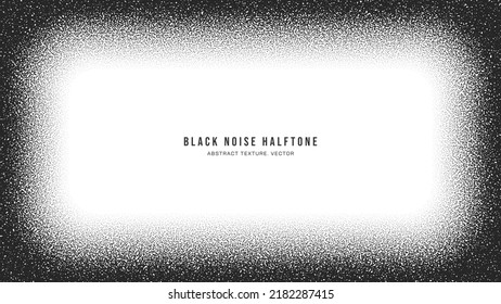 Schwarze Noise Stipple Punkte Halftone Vektor Vignette gerundete Rahmen einzeln auf Weiß. Handgezeichnete Dotworks Abstrakte grungy Grainy Textur. Pointillismus Kunstabstraktion Dotted Graphic Grunge Illustration