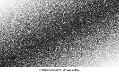 Black Noise Stipple Dots Halftone Gradient Vector Slanted Border Isolate On White Background. Hand Drawn Dot Work Abstraction Grungy Grainy Texture. Pointillism Art Dotted Graphic Grunge Illustration