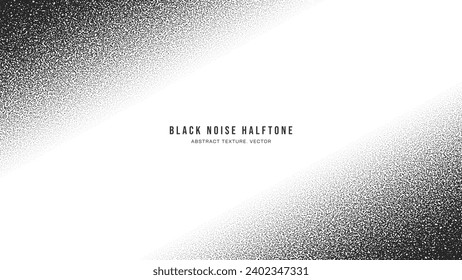 Black Noise Stipple Dots Halftone Gradient Vector Tilted Border Isolate On White Background. Hand Drawn Dotwork Abstraction Grungy Grainy Texture. Pointillism Art Dotted Graphical Grunge Illustration