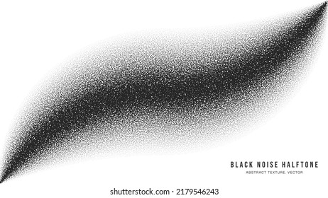 Black Noise Stipple Dotted Halftone Pattern Vector Smooth Bend Border Isolated On White Back. Hand Drawn Dot Work Abstract Grainy Texture. Handdrawn Pointillism Art Curved Form Conceptual Abstraction