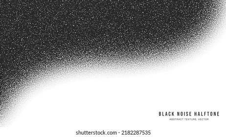 Black Noise Stipple Dotted Halftone Pattern Vector Smooth Curved Border Isolated On White Back. Hand Drawn Dotwork Abstract Grainy Worn Texture. Handdrawn Dot Work Art Bend Form Conceptual Abstraction