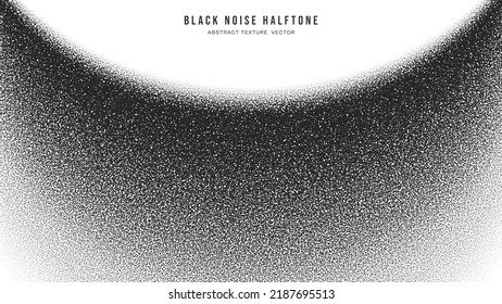 Black Noise Stipple Dotwork Halftone Gradient Vector Smooth Semi Circle Border Isolated On White. Hand Drawn Dotted Abstract Grainy Texture. Handdrawn Pointillism Art Bend Form Conceptual Abstraction