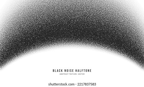 Black Noise Stipple Dotwork Halftone Gradient Vector Smooth Semi Circle Bent Border Isolated On White. Hand Drawn Dotted Abstract Grainy Texture. Pointillism Art Bend Form Conceptual Illustration