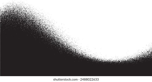 Black Noise Stipple Dotwork Halftone Gradient Isolated PNG Semi Circle Bent Border.vector