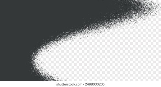 Black Noise Stipple Dotwork Halftone Gradient Isolated PNG Semi Circle Bent Border.vector