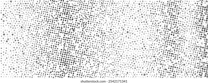Textura De Ruido Negro Sobre Fondo Blanco. Fondo futurista punteado. Patrón de Grunge cómico de semitono. Bolsa de superposición de grano irregular. Textura punteada de Vector
