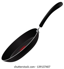 Black Non-Stick Frying Pan. Vector illustration.