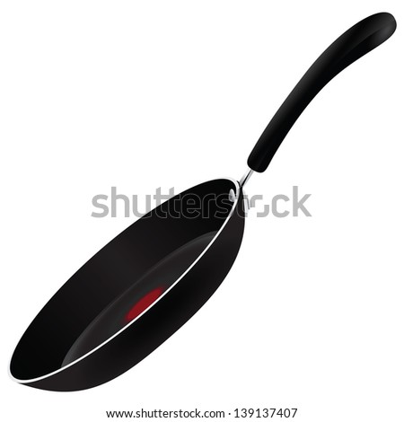 Black Non-Stick Frying Pan. Vector illustration.