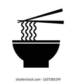 black noodle and bowl symbol isolated on white background. vector illustration modern flat design.