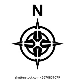 Black north direction symbol . Flat compass sign for map	