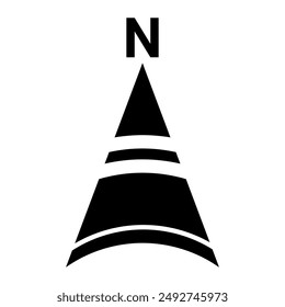 Símbolo de dirección norte negro para el mapa