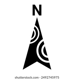 Símbolo de dirección norte negro para el mapa