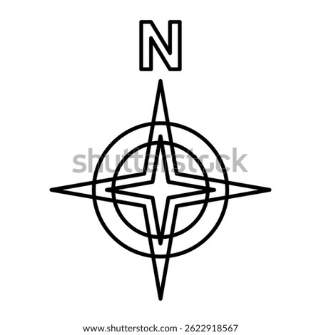 Black north direction symbol. Map sign. 