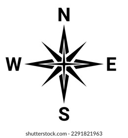 Black north sign. Compass symbol.