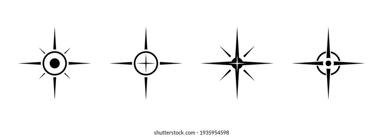 Juego de vectores de señalización norte negro. Símbolo de dirección de brújula para asignación.