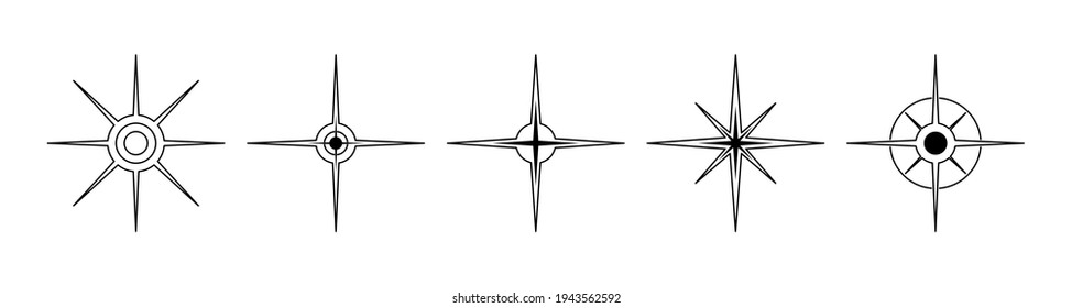 Black north sign vector set. Compass direction symbol.