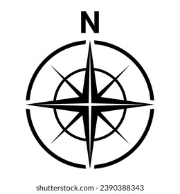 Black north symbol. Compass for Map.