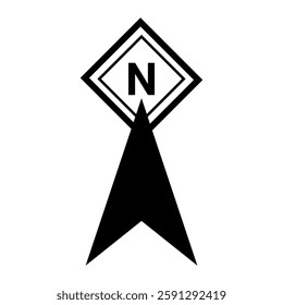 Black north symbol for map