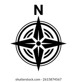Black north symbol for map. Flat compass sign