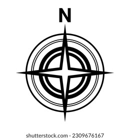 Black north symbol on white background.