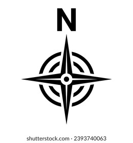 Black north symbol. North sign.