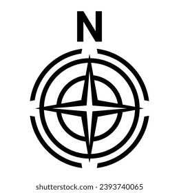 Black north symbol. North sign.