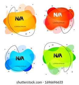 Black Not applicable icon isolated on white background. Abstract banner with liquid shapes. Vector Illustration