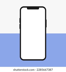 Black Notch Smartphone White Display Mockup Modern Device Vector Illustration
