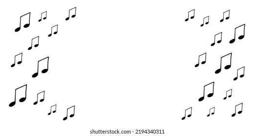 Black note isolated on white background. Musical piano icon outline style hand drawn illustration. Sound harmony audio jazz concert silhouette. Melody chord volume poster. 