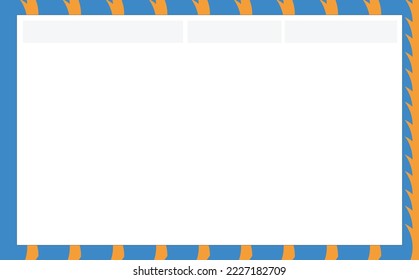 Black note paper with blue and orange colored border frame.