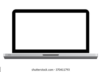 Black notebook, with blank screen, isolated on white
